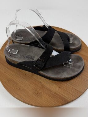 Mephisto Helen Women’s Black Suede Cross-Strap Comfort Sandals